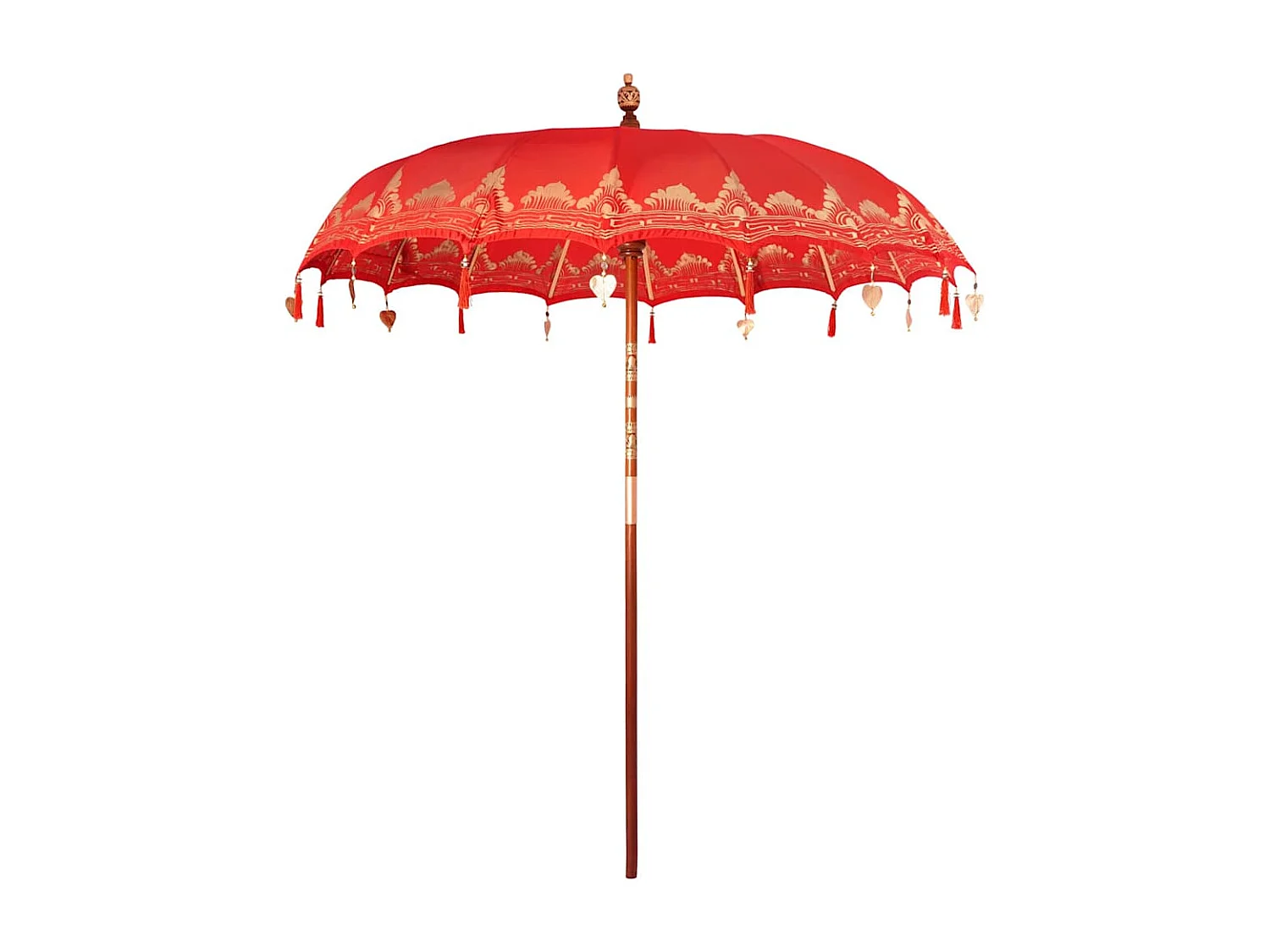 Parasol de jardin-Parasol balinais Rouge (210-220) x 260 cm Coton et bois massif