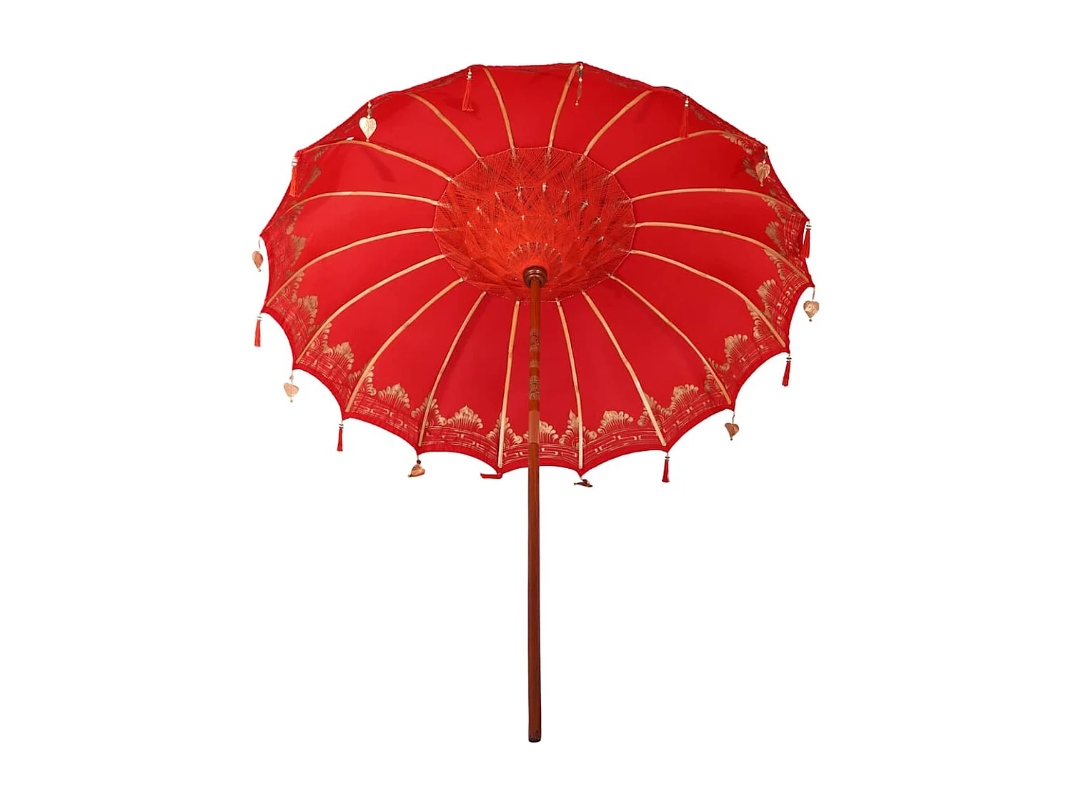 Parasol de jardin-Parasol balinais Rouge (210-220) x 260 cm Coton et bois massif