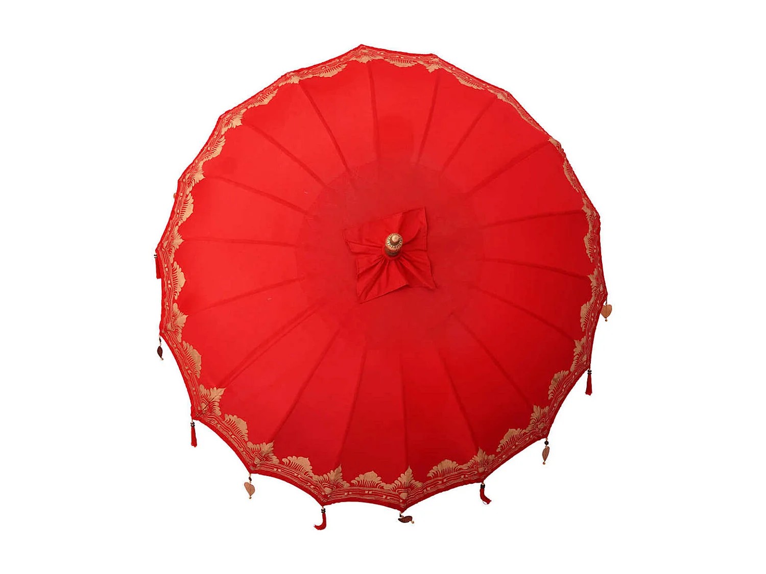 Parasol de jardin-Parasol balinais Rouge (210-220) x 260 cm Coton et bois massif