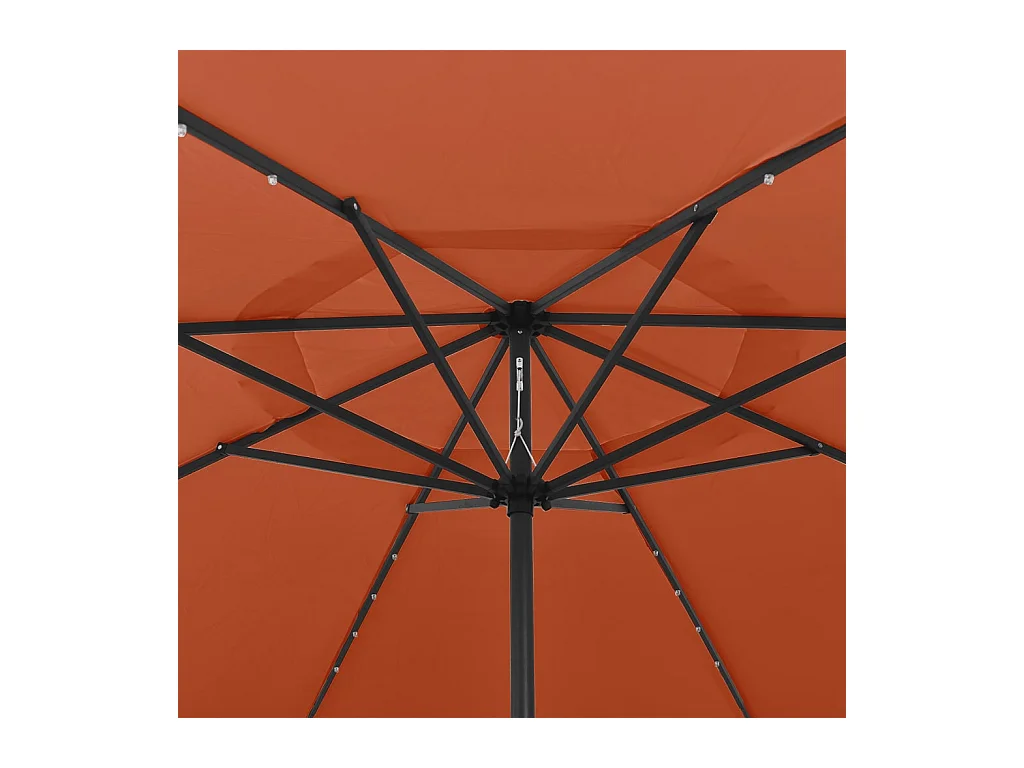 Parasol de jardin-Parasol d'extérieur avec lumières LED et mât en métal terre cuite