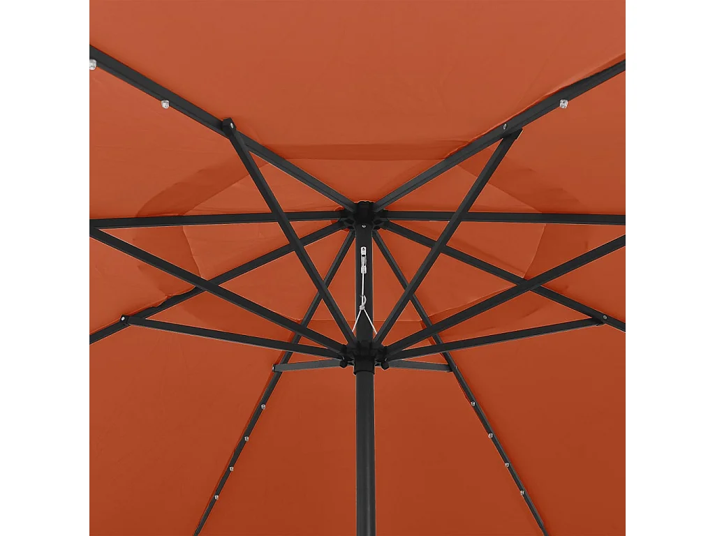 Parasol de jardin-Parasol d'extérieur avec lumières LED et mât en métal terre cuite