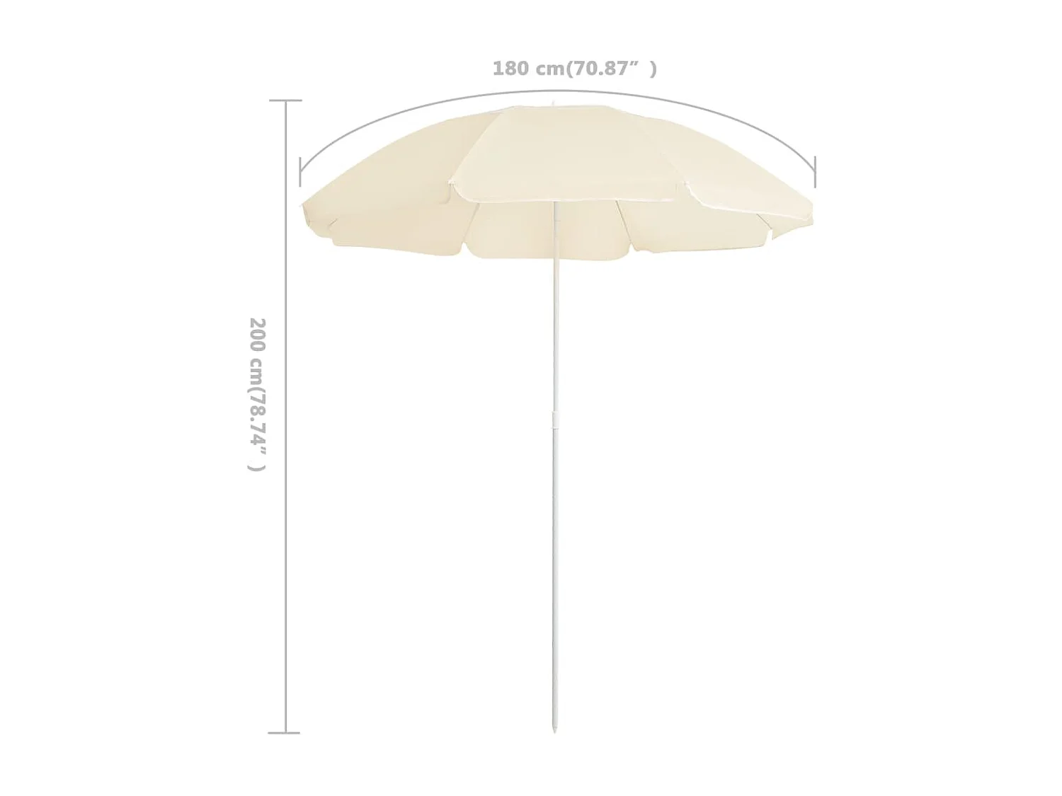 Parasol de jardin-Parasol d'extérieur avec mât en acier sable 180 cm