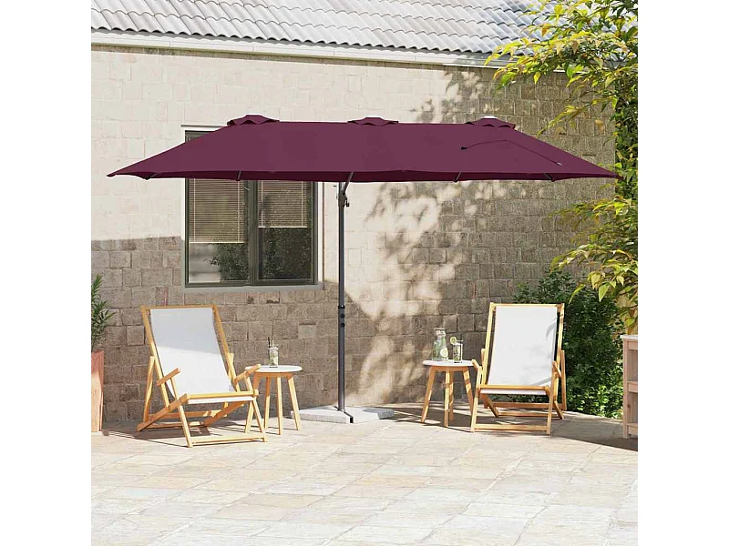 Parasol de jardin-Parasol cantilever de jardin Rouge bordeaux 372 x 198 x 243 cm