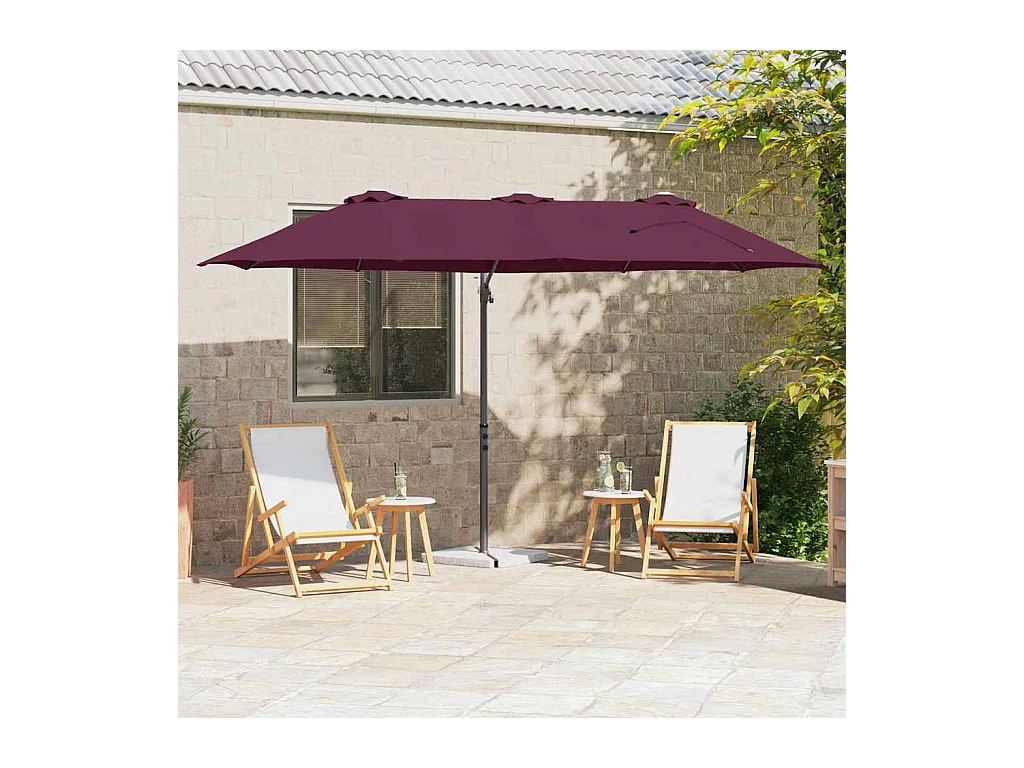 Parasol de jardin-Parasol cantilever de jardin Rouge bordeaux 372 x 198 x 243 cm