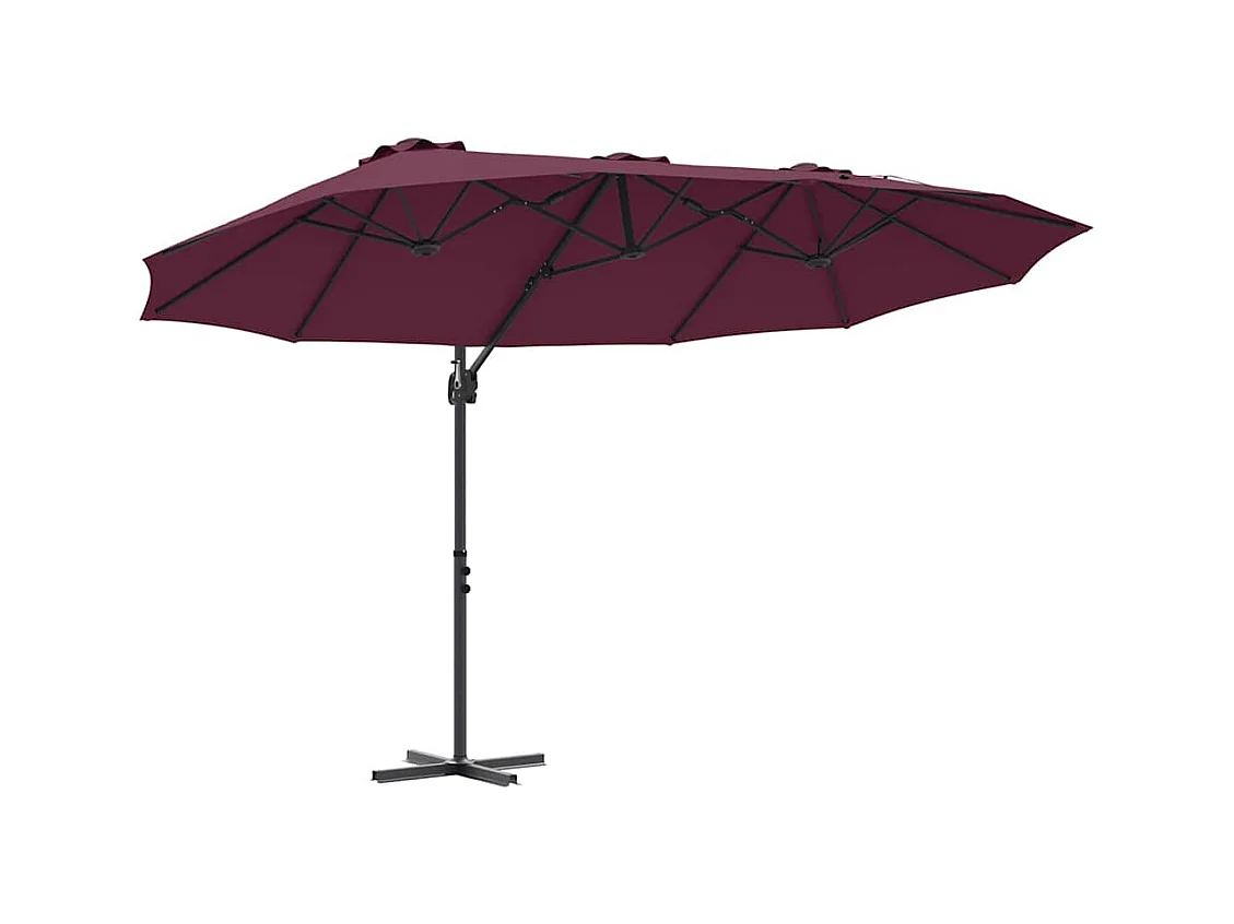 Parasol de jardin-Parasol cantilever de jardin Rouge bordeaux 372 x 198 x 243 cm