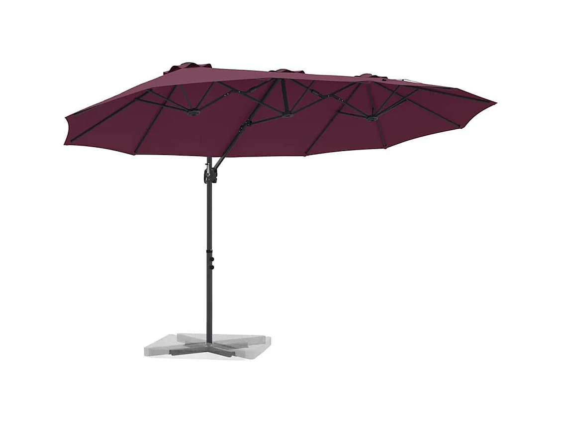 Parasol de jardin-Parasol cantilever de jardin Rouge bordeaux 372 x 198 x 243 cm