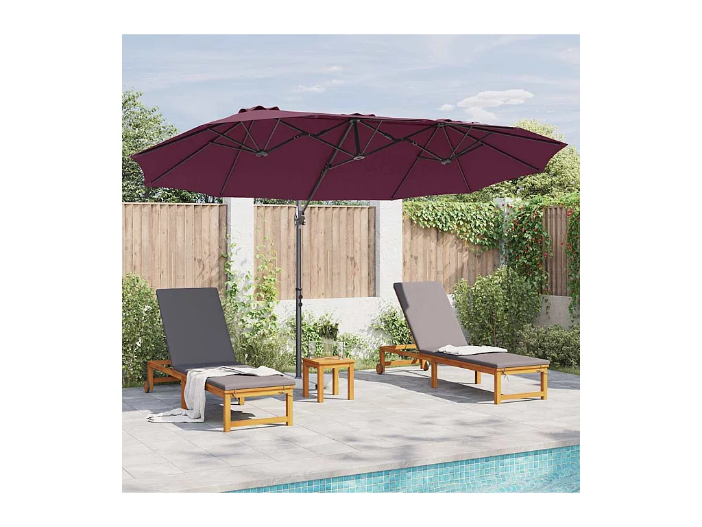 Parasol de jardin-Parasol cantilever de jardin Rouge bordeaux 372 x 198 x 243 cm