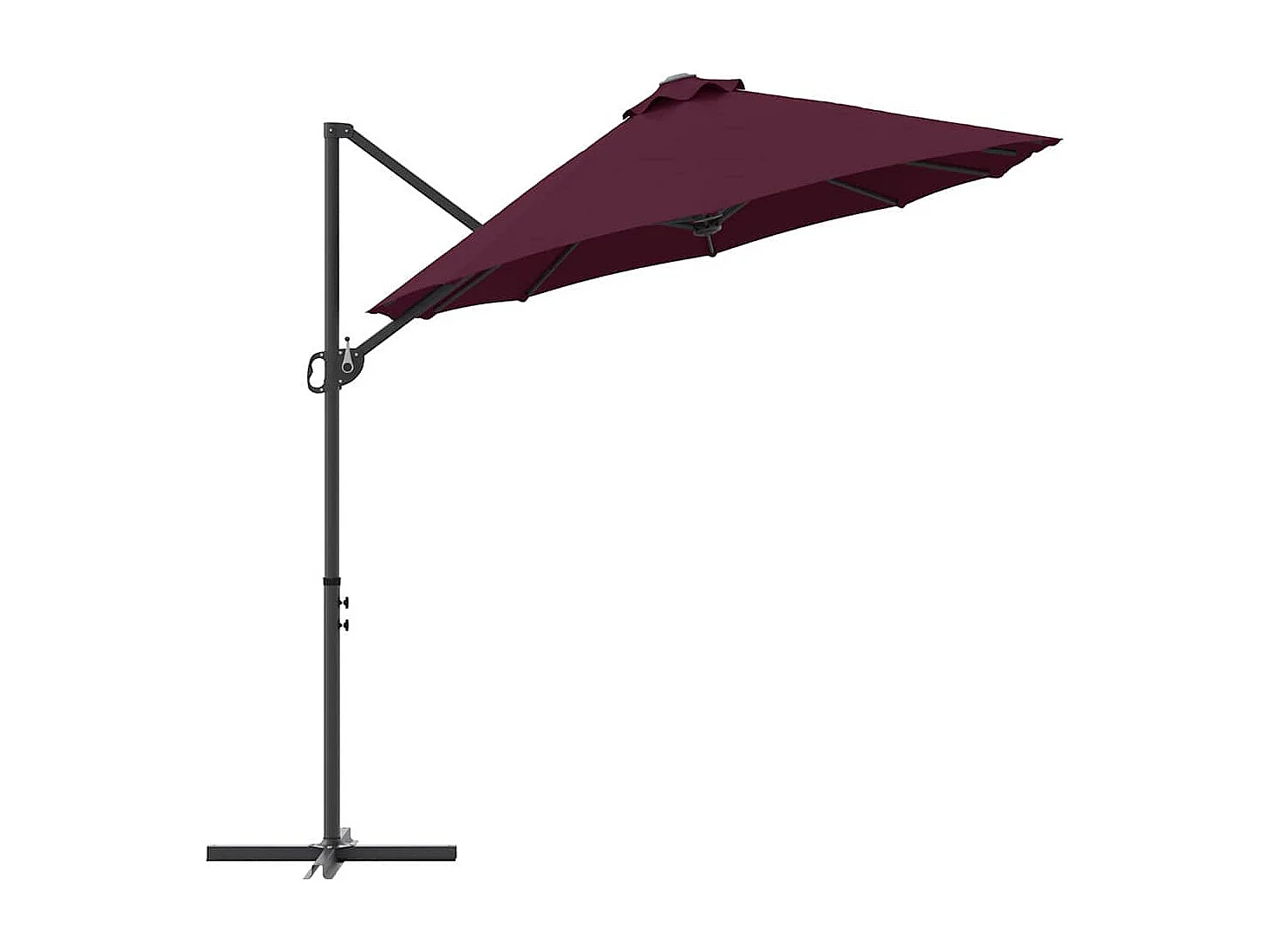 Parasol de jardin-Parasol cantilever de jardin Rouge bordeaux 372 x 198 x 243 cm
