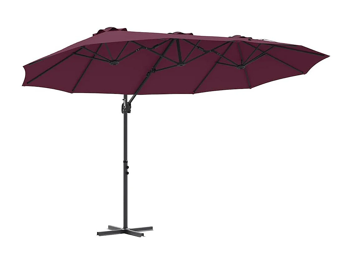Parasol de jardin-Parasol cantilever de jardin Rouge bordeaux 372 x 198 x 243 cm