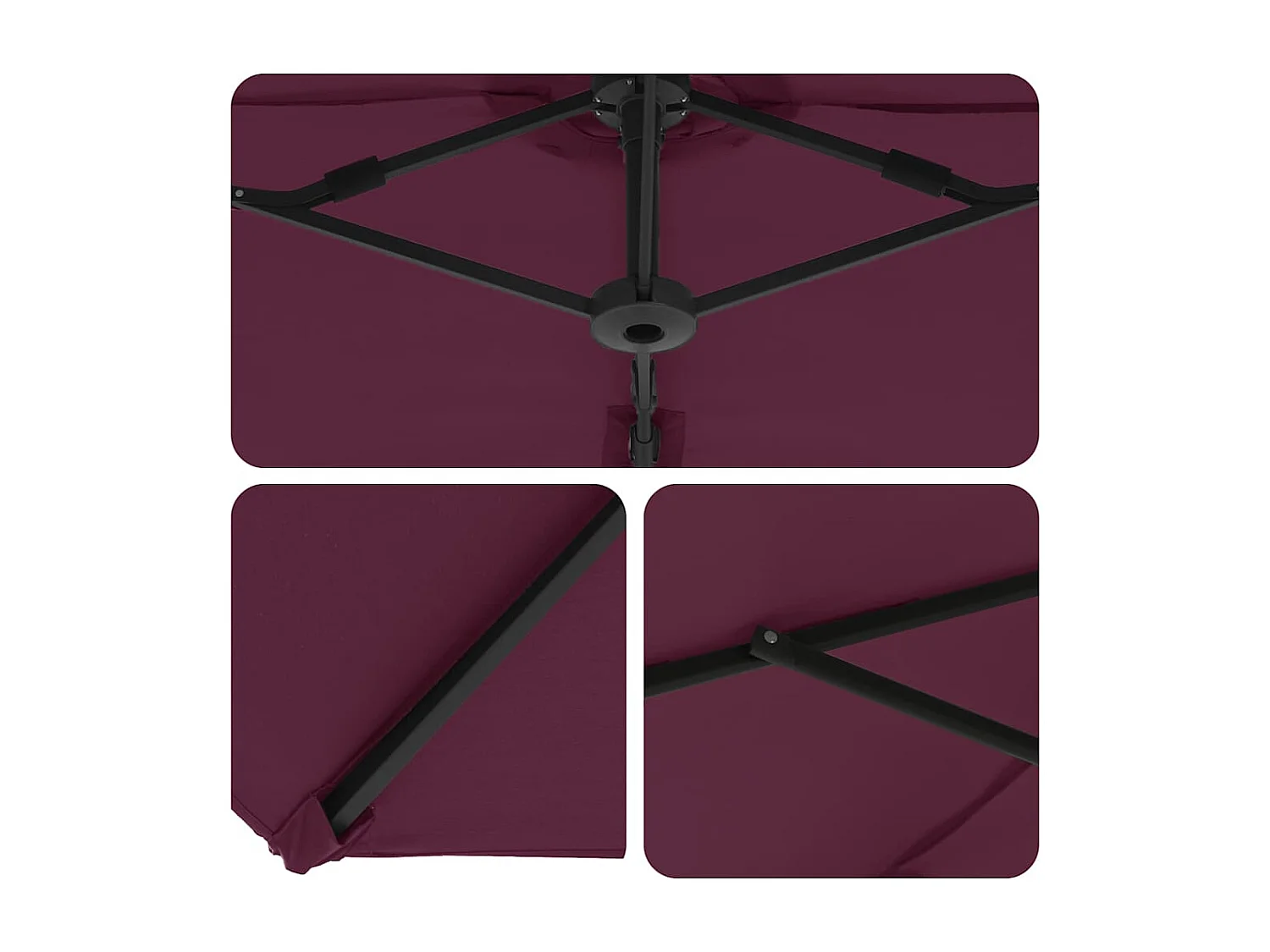 Parasol de jardin-Parasol cantilever de jardin Rouge bordeaux 372 x 198 x 243 cm