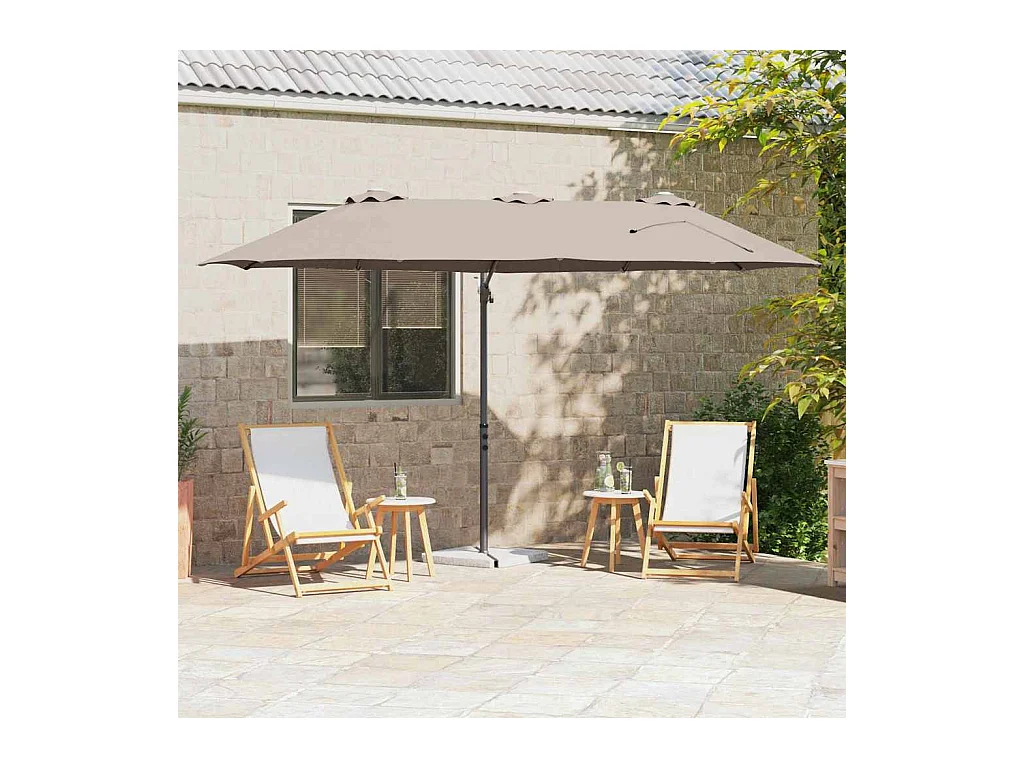 Parasol de jardin-Parasol cantilever de jardin Taupe 372 x 198 x 243 cm