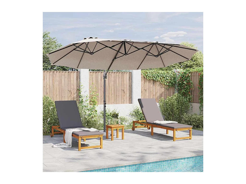 Parasol de jardin-Parasol cantilever de jardin Taupe 372 x 198 x 243 cm