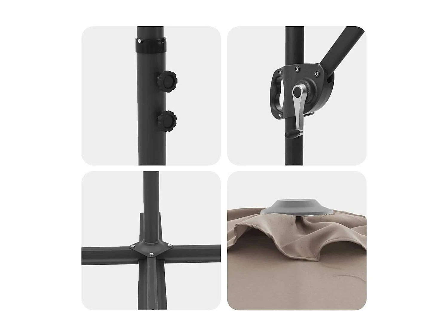 Parasol de jardin-Parasol cantilever de jardin Taupe 372 x 198 x 243 cm