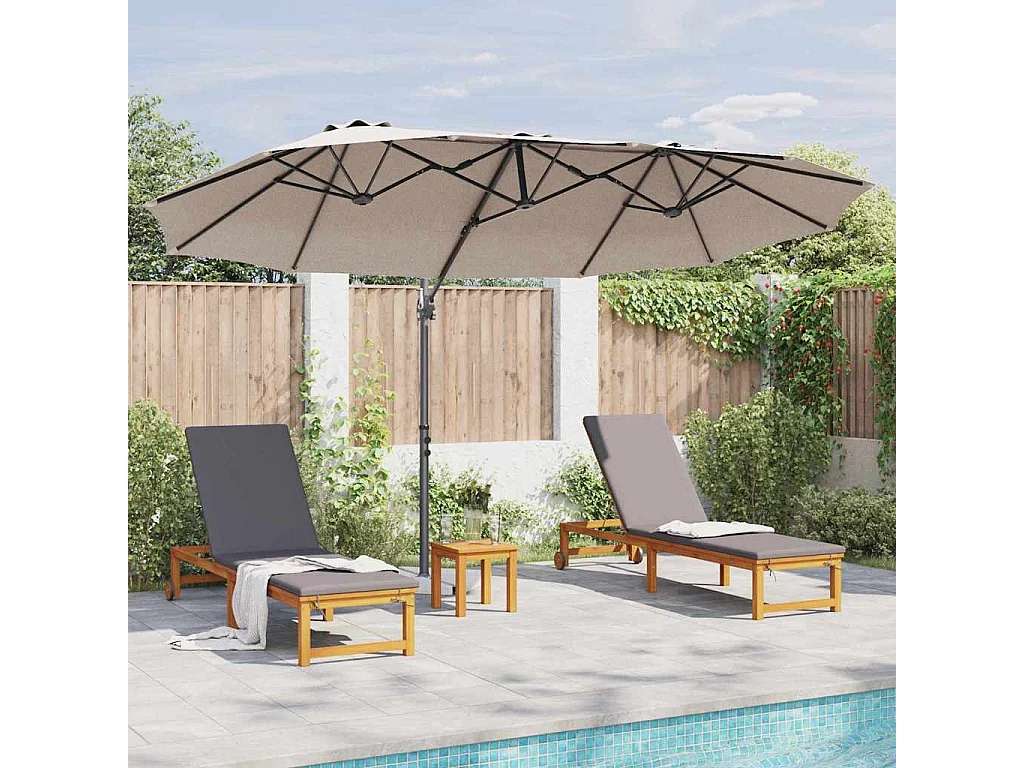 Parasol de jardin-Parasol cantilever de jardin Taupe 372 x 198 x 243 cm