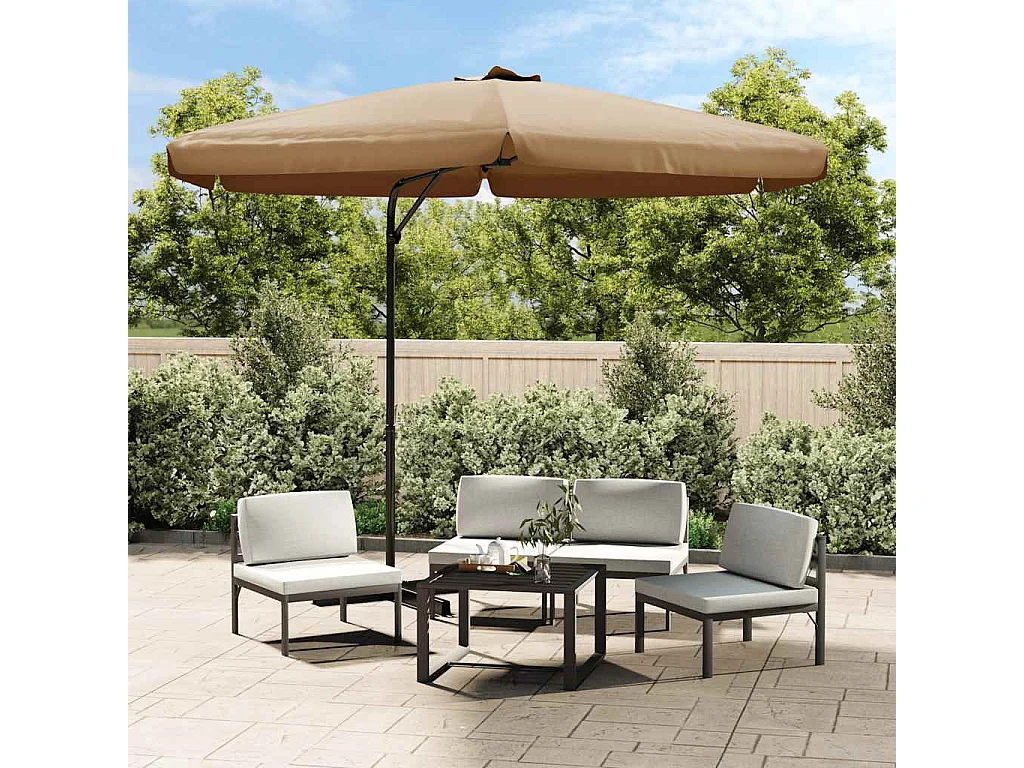 Parasol de jardin-Parasol d'extérieur avec mât en acier 300 cm Taupe