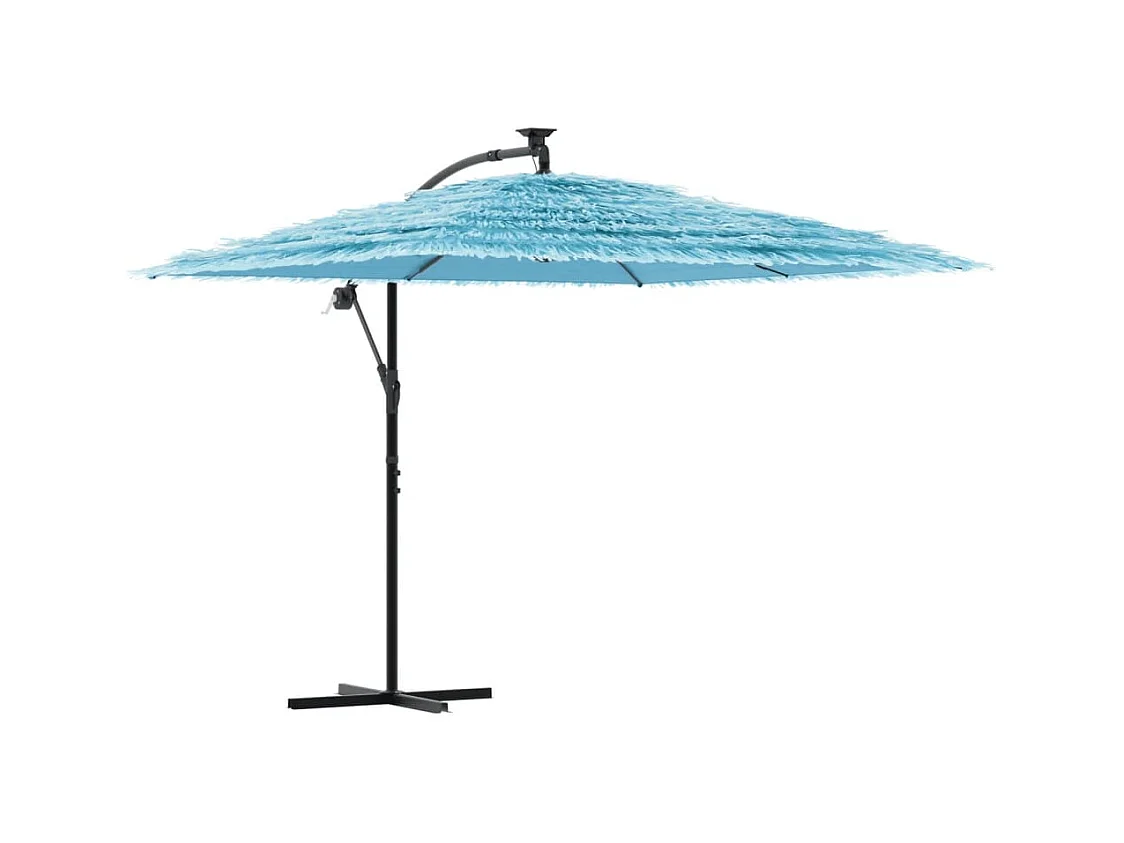 Parasol de jardin-Parasol d'extérieur avec mât en acier bleu 269x269x235 cm