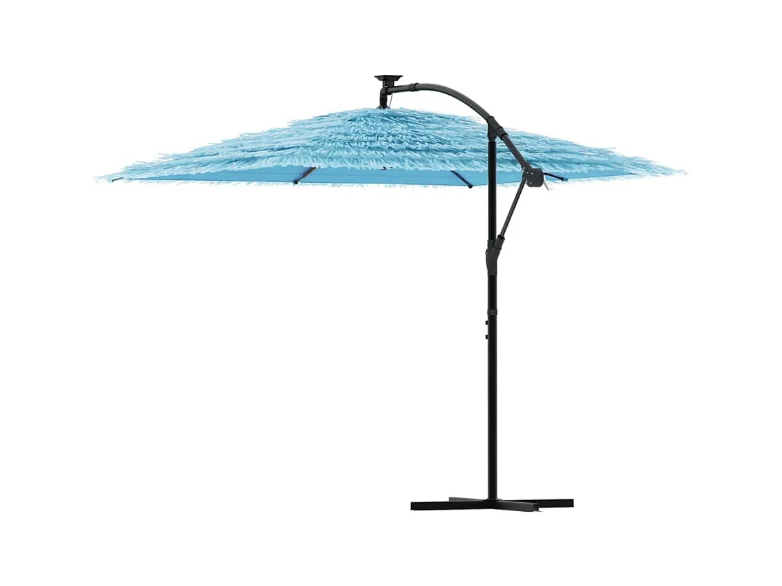 Parasol de jardin-Parasol d'extérieur avec mât en acier bleu 269x269x235 cm