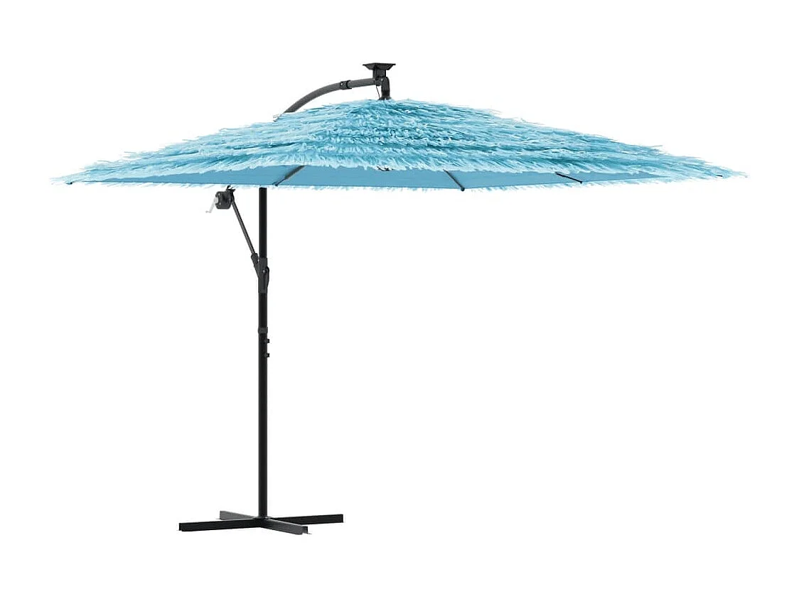 Parasol de jardin-Parasol d'extérieur avec mât en acier bleu 269x269x235 cm