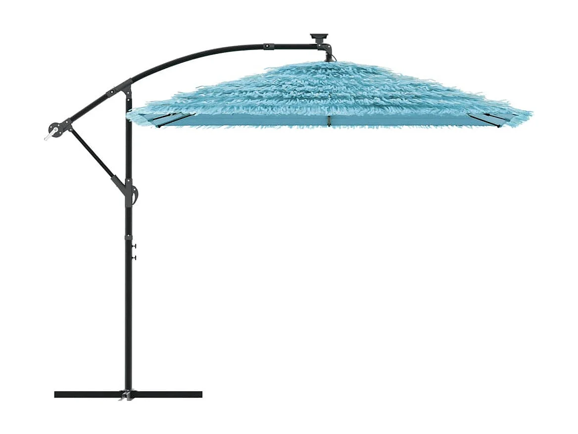 Parasol de jardin-Parasol d'extérieur avec mât en acier bleu 269x269x235 cm