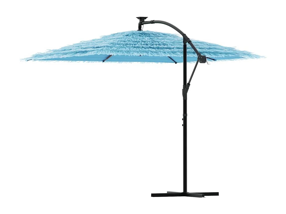 Parasol de jardin-Parasol d'extérieur avec mât en acier bleu 269x269x235 cm