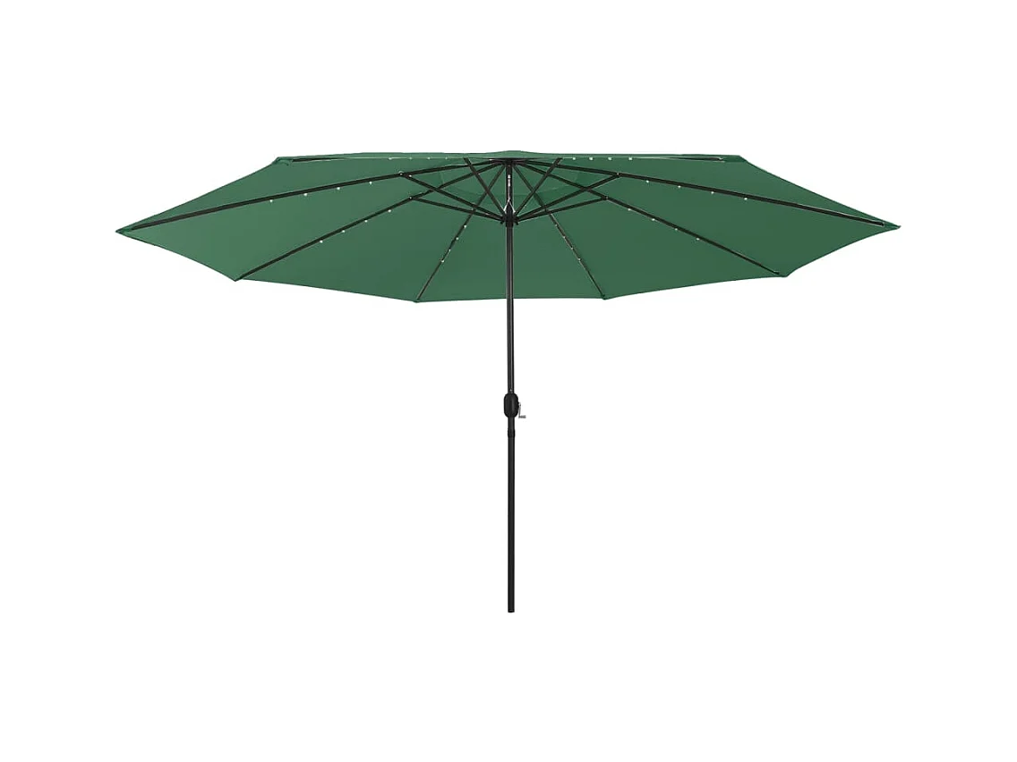 Parasol de jardin-Parasol d'extérieur avec lumières LED et mât en métal 400 cm vert