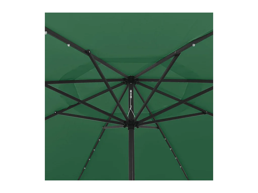 Parasol de jardin-Parasol d'extérieur avec lumières LED et mât en métal 400 cm vert