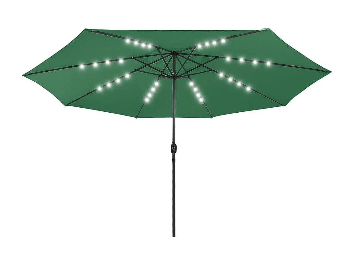 Parasol de jardin-Parasol d'extérieur avec lumières LED et mât en métal 400 cm vert