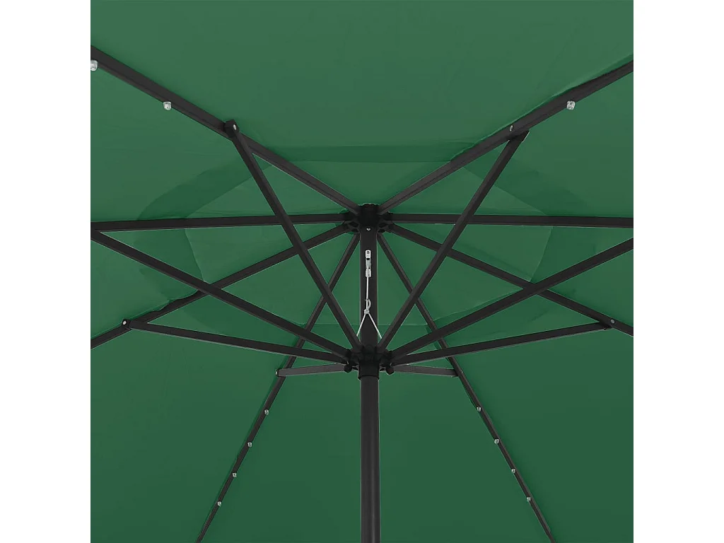 Parasol de jardin-Parasol d'extérieur avec lumières LED et mât en métal 400 cm vert