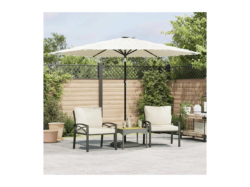 Parasol de jardin-Parasol d'extérieur avec mât en acier blanc 288x288x225 cm