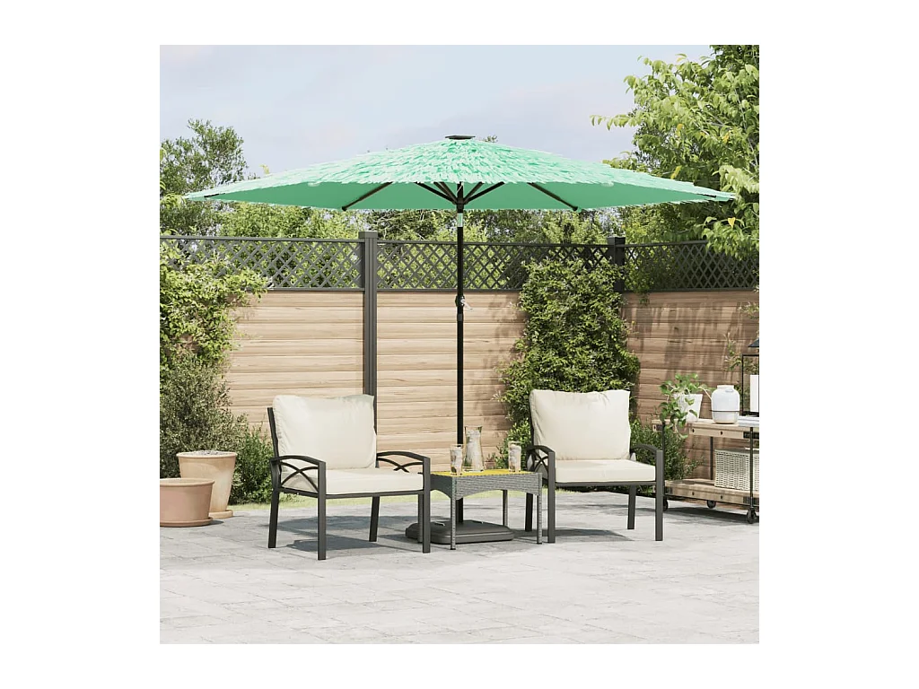 Parasol de jardin-Parasol d'extérieur avec mât en acier vert 288x288x225 cm