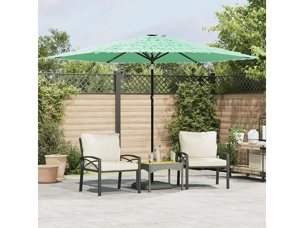 Parasol de jardin-Parasol d'extérieur avec mât en acier vert 288x288x225 cm