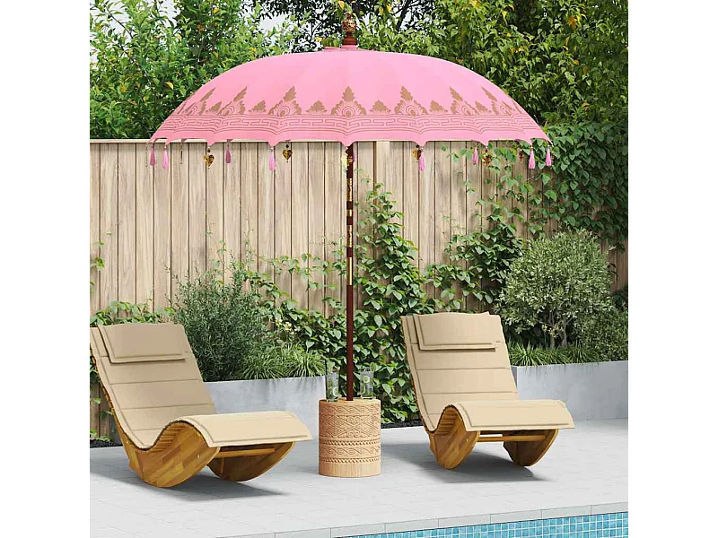 Parasol de jardin-Parasol balinais Rose (210-220) x 260 cm Coton et bois massif