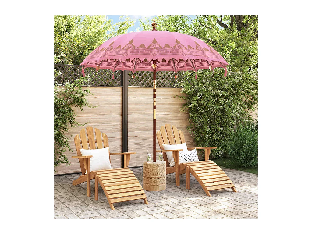 Parasol de jardin-Parasol balinais Rose (210-220) x 260 cm Coton et bois massif
