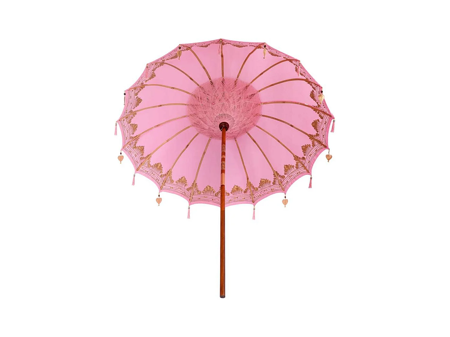 Parasol de jardin-Parasol balinais Rose (210-220) x 260 cm Coton et bois massif