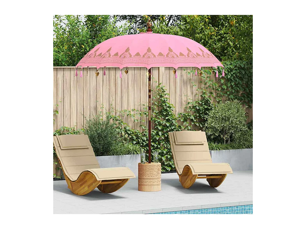 Parasol de jardin-Parasol balinais Rose (210-220) x 260 cm Coton et bois massif