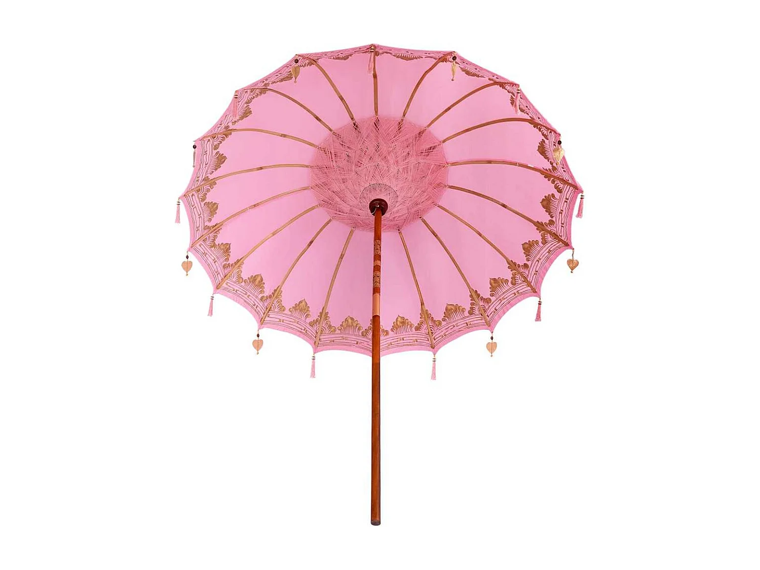 Parasol de jardin-Parasol balinais Rose (210-220) x 260 cm Coton et bois massif