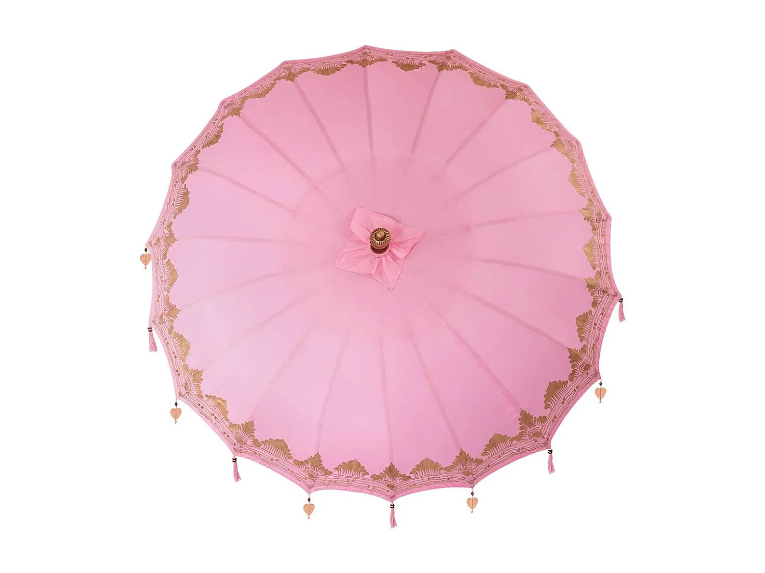 Parasol de jardin-Parasol balinais Rose (210-220) x 260 cm Coton et bois massif