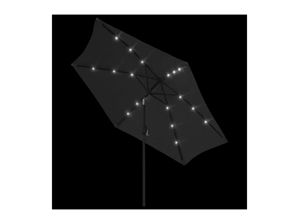 Parasol d'extérieur | Parasol de jardin avec lumières LED et mât en acier Noir