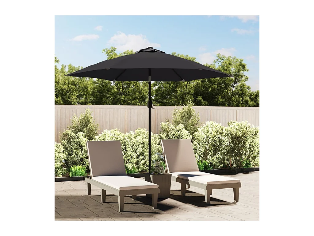 Parasol d'extérieur | Parasol de jardin avec lumières LED et mât en acier Noir