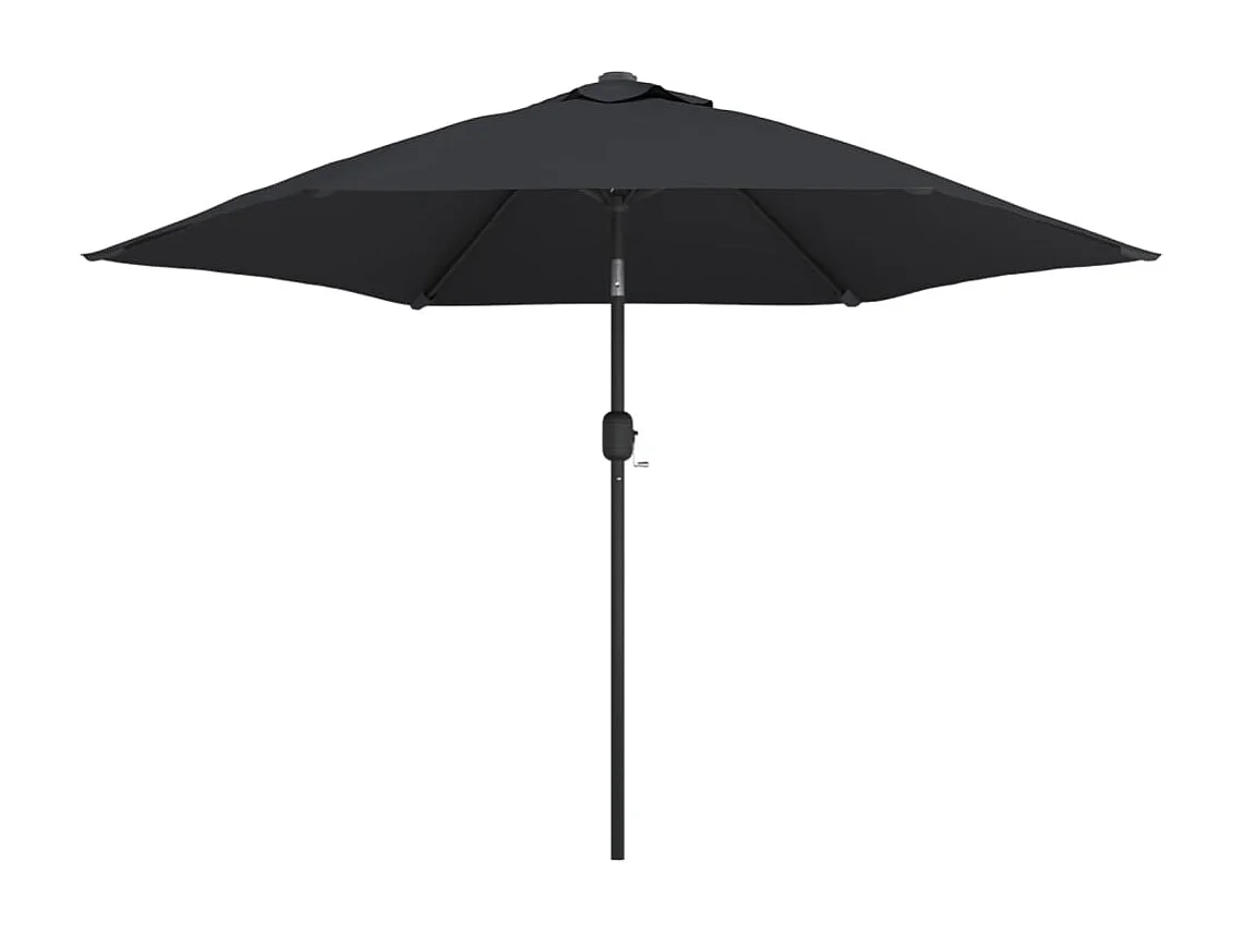 Parasol d'extérieur | Parasol de jardin avec lumières LED et mât en acier Noir