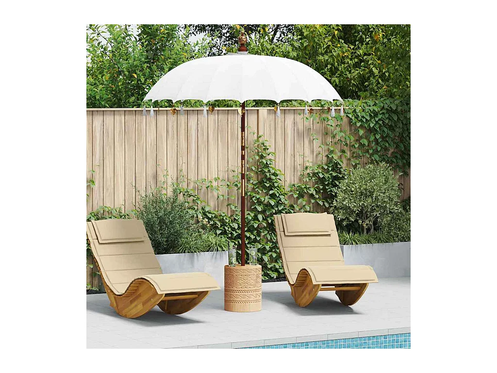 Parasol de jardin-Parasol balinais Crème (180-190) x 260 cm Coton et bois massif