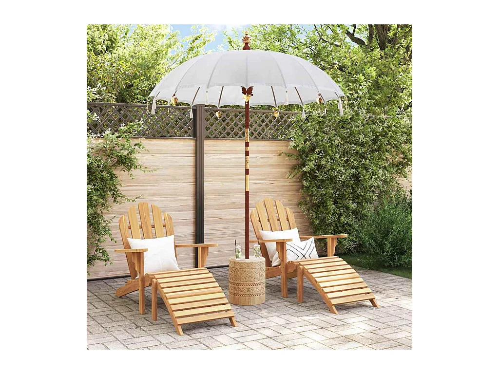 Parasol de jardin-Parasol balinais Crème (180-190) x 260 cm Coton et bois massif
