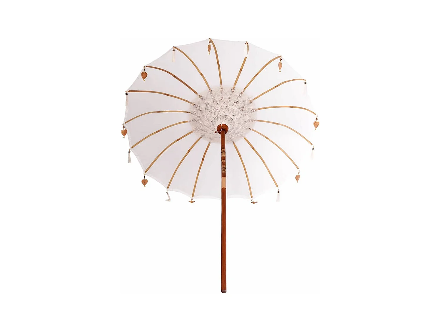 Parasol de jardin-Parasol balinais Crème (180-190) x 260 cm Coton et bois massif