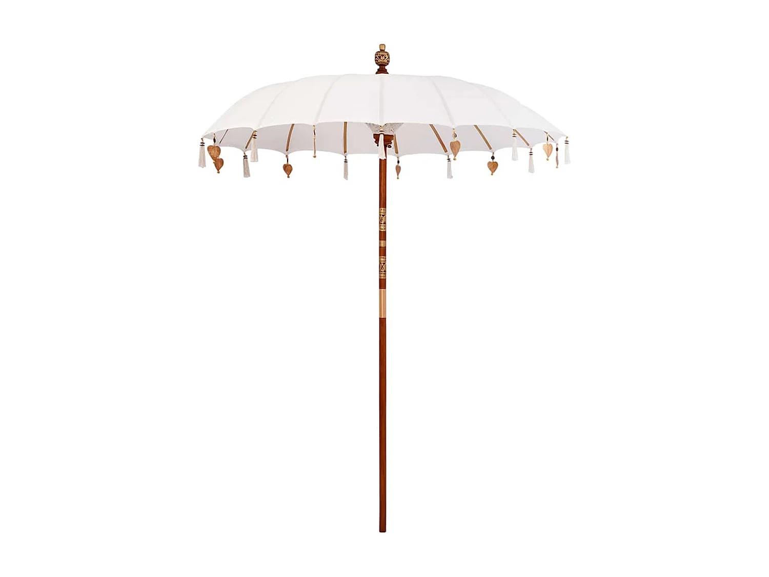 Parasol de jardin-Parasol balinais Crème (180-190) x 260 cm Coton et bois massif