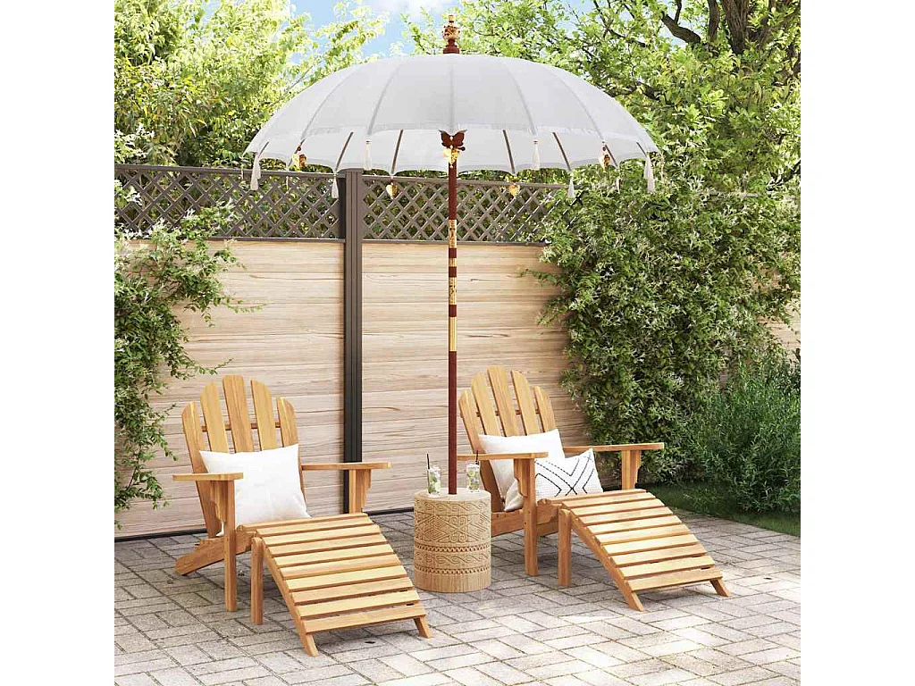 Parasol de jardin-Parasol balinais Crème (180-190) x 260 cm Coton et bois massif