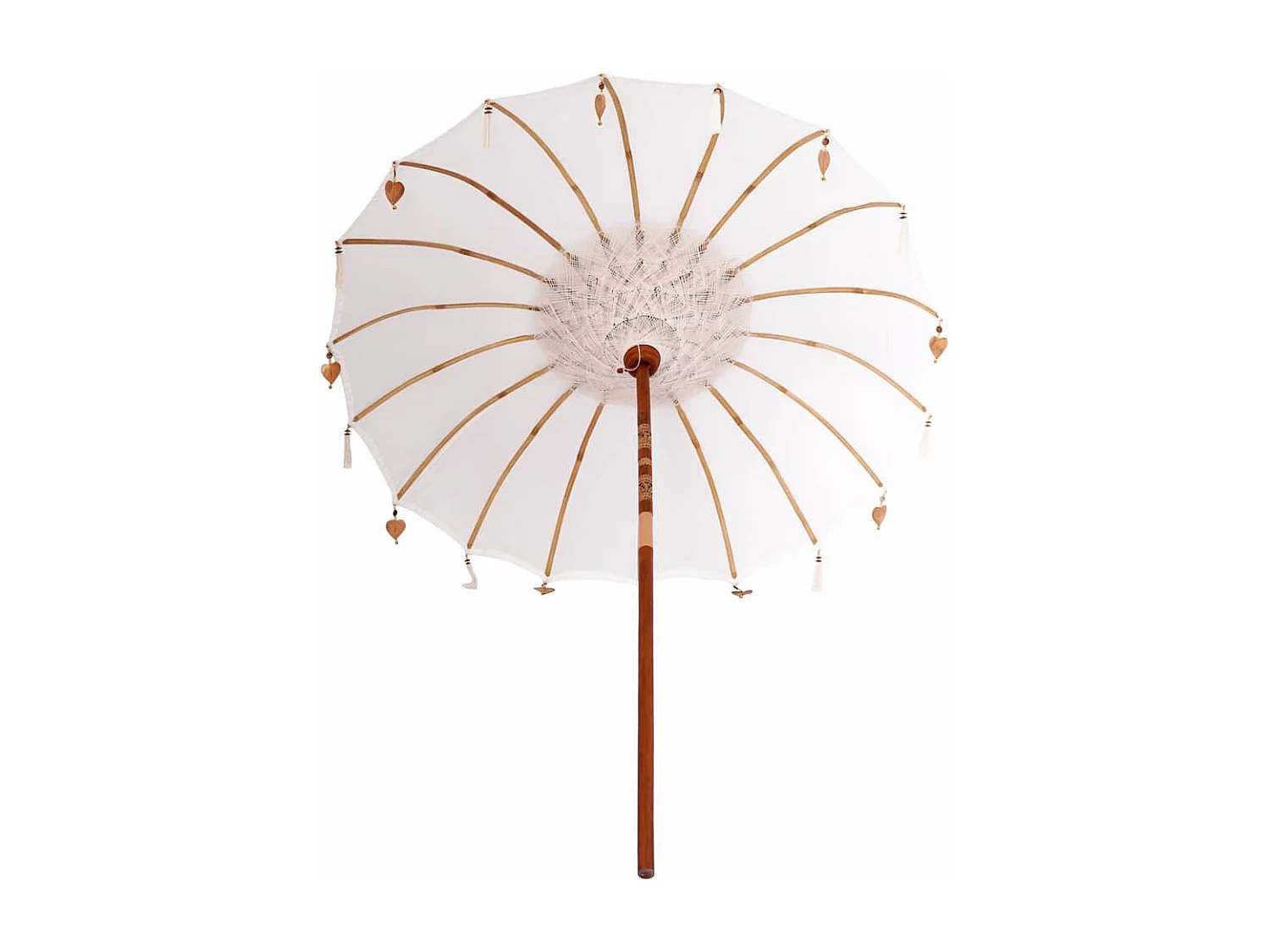 Parasol de jardin-Parasol balinais Crème (180-190) x 260 cm Coton et bois massif