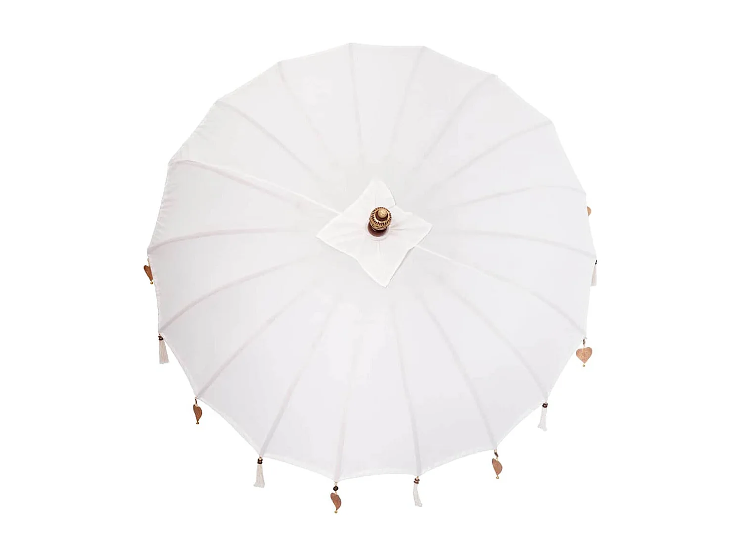 Parasol de jardin-Parasol balinais Crème (180-190) x 260 cm Coton et bois massif