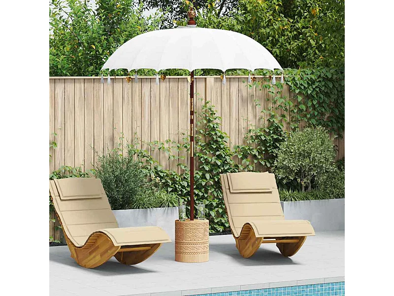 Parasol de jardin-Parasol balinais Crème (180-190) x 260 cm Coton et bois massif