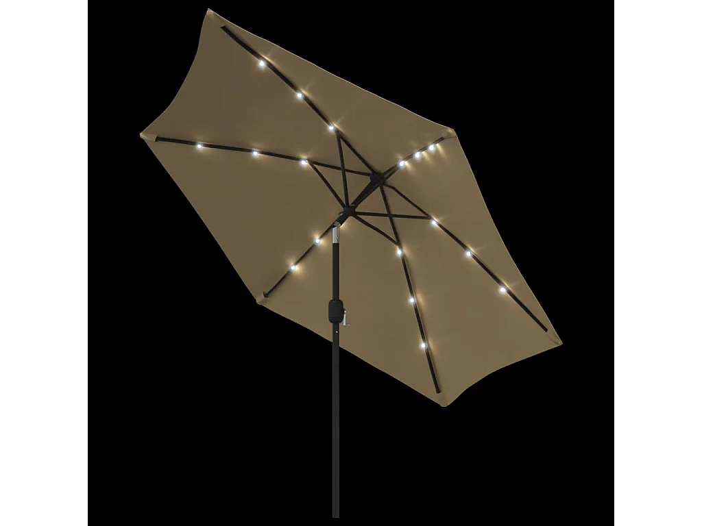 Parasol d'extérieur | Parasol de jardin avec LED et mât en acier 300 cm Taupe