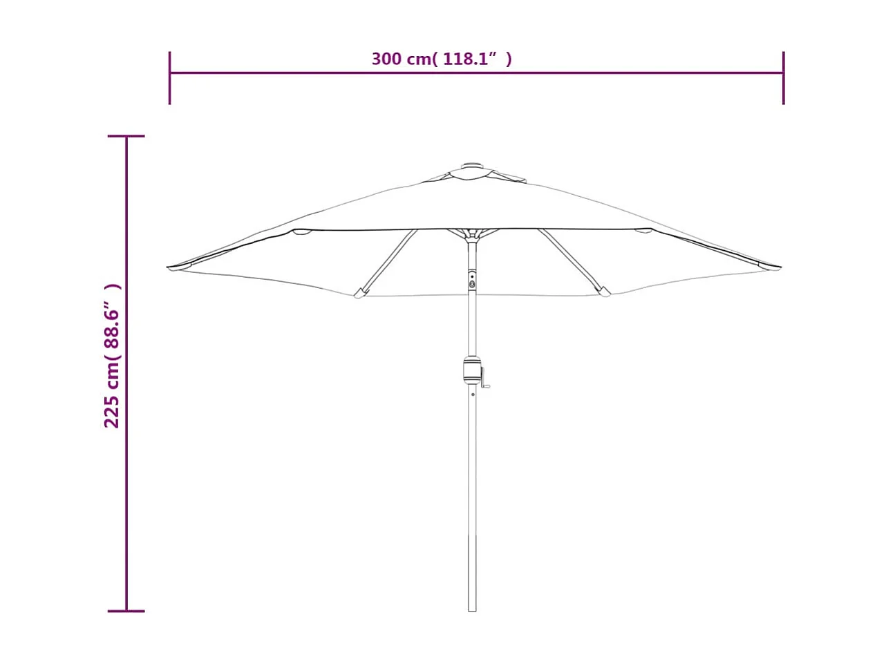 Parasol d'extérieur | Parasol de jardin avec LED et mât en acier 300 cm Taupe